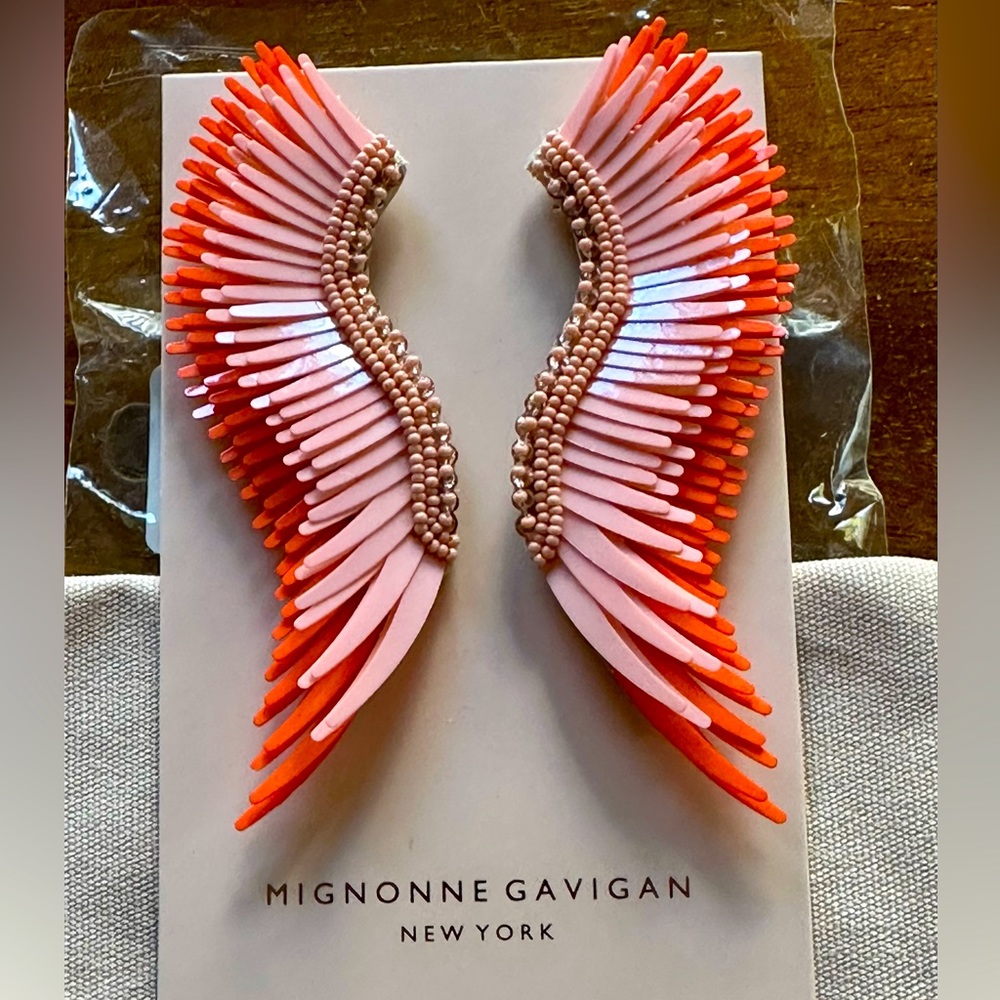 Mignonne Gavigan Madeline earrings NWT Neon orange